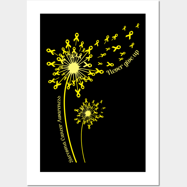 Dandelion Sarcoma Cancer Awareness Never Give Up T-shirt Wall Art by Elliottda